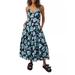 Free People Dresses | Free People Finer Things Blue & Black Floral Maxi Dress Size Xs New | Color: Blue | Size: Xs