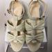 Coach Shoes | Coach Nola 6 1/2 B Wedge Cream Leather Platform Sandals Wood Sole Butter Soft! | Color: Cream | Size: 7.5