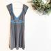 Free People Dresses | Free People Dress Womens 4 Gray Knit Blue Trim Flowy Bohemian | Color: Gray | Size: S