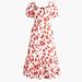 J. Crew Dresses | J. Crew Floral Puff Sleeve Tiered Red And White Square Neck Midi Dress Size 0 | Color: Red/White | Size: 0