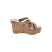 Lane Bryant Wedges: Slip-on Platform Boho Chic Tan Print Shoes - Women's Size 10 Plus - Open Toe