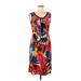 Libra Casual Dress - Sheath Keyhole Sleeveless: Orange Floral Dresses - Women's Size Medium