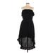 No Boundaries Casual Dress - High/Low Strapless Sleeveless: Black Print Dresses - Women's Size Large