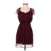 I Love H81 Casual Dress - Mini Scoop Neck Short sleeves: Burgundy Dresses - Women's Size Medium