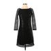 Lilly Pulitzer Cocktail Dress - Sweater Dress: Black Grid Dresses - Women's Size 0