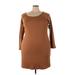 Old Navy Casual Dress - Mini Scoop Neck 3/4 sleeves: Brown Solid Dresses - New - Women's Size 3X