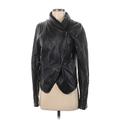 Free People Faux Leather Jacket: Short Black Print Jackets & Outerwear - Women's Size 4