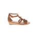 Clarks Wedges: Tan Print Shoes - Women's Size 7 1/2 - Open Toe