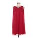 JBS Cocktail Dress - Shift Scoop Neck Sleeveless: Red Print Dresses - Women's Size 8 Petite