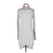 Anthropologie Casual Dress - High/Low Turtleneck Long sleeves: Gray Solid Dresses - Women's Size Small