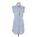 Velvet Heart Casual Dress - Shirtdress Collared Sleeveless: Blue Print Dresses - Women's Size Large