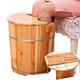 Natural Wooden Footbath Bucket,Pedicure Basin 40Cm High Fragrant Fir Barrel Tub Foot Bath Barrel Foam Foot Bucket Water Saving Type with Cover Middle-Aged and Elderly Health Care Gift Anniversary