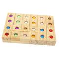 ibasenice 4 Sets Wooden Rainbow Blocks Wooden Stacking Blocks Geometry Sensory Blocks Construction Educational Toys Stacker Blocks Rainbow Gem Cubes Wooden Stacking Toy Puzzle Acrylic Child