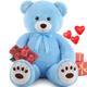 MorisMos Giant Teddy Bear Stuffed Animal, 130cm Blue Teddy Bear Big for Girlfriend XXL Cuddly Soft Teddy Large Fluffy Teddies Plush Toy Gifts for Kids Wife Birthday Mothers Day Decorations