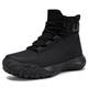 LARNMERN Safety Boots Men Anti Smash Work Boots Shock Absorption Steel Toe Cap Boots Comfortable Safety Shoes Breathable (Matte Black,8UK,42EU)