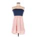 Roxy Casual Dress - A-Line Strapless Sleeveless: Pink Color Block Dresses - Women's Size Medium