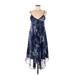 Rebecca Taylor Casual Dress - Midi Plunge Sleeveless: Blue Dresses - Women's Size 6