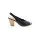 Paul Green Heels: Pumps Chunky Heel Boho Chic Black Print Shoes - Women's Size 5 1/2 - Peep Toe