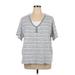 Croft & Barrow Short Sleeve Henley Shirt: Gray Print Tops - Women's Size 3X