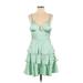 Bebe Casual Dress - A-Line V-Neck Sleeveless: Green Dresses - Women's Size Small