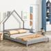 Full Size House Bed -Shaped Headboard Bed with Handrails and Slats, Whimsical Design, Sturdy Construction, Easy Assembly