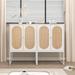 2 Door Cabinet, Natural Rattan 2 Door high Cabinet, Built-in Adjustable Shelf, Easy Assembly, Free Standing Cabinet