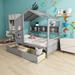 SUNNY HOUSE Bookcase Storage Bed Wood in Gray | 72 H x 42.7 W x 78 D in | Wayfair AF24021701