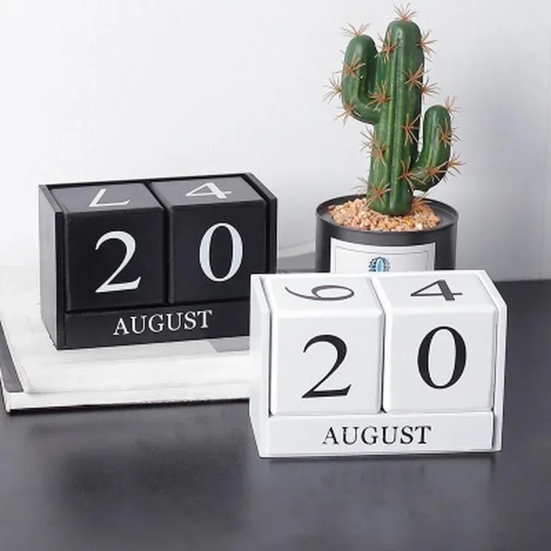 1 pièces mignon Vintage bureau lettres en bois calendrier Cube bloc décoration de la maison accessoires accessoire lettre calendrier en bois