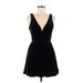 Express Casual Dress - A-Line Plunge Sleeveless: Black Print Dresses - Women's Size Medium