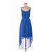 Leyden Casual Dress - High/Low Scoop Neck Sleeveless: Blue Print Dresses - Women's Size Medium