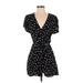 Wild Fable Romper V-Neck Short sleeves: Black Polka Dots Rompers - Women's Size Small