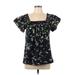 French Connection Short Sleeve Blouse: Black Tops - Women's Size 10