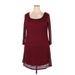 Maurices Casual Dress - Shift Scoop Neck 3/4 Sleeve: Burgundy Print Dresses - Women's Size 20