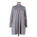 GAIAM Casual Dress - Mini Turtleneck Long sleeves: Gray Print Dresses - Women's Size Medium