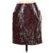 Maeve by Anthropologie Faux Leather A-Line Skirt Knee Length: Burgundy Solid Bottoms - Women's Size 0 Petite