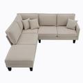 Brown Sectional - Latitude Run® Sectional Sofa,5-Seat Practical Couch Set w/ Chaise Lounge & 3 Pillows | 35 H x 90 W x 88 D in | Wayfair