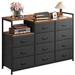 Ebern Designs Salara Dresser for Bedroom w/ 11 Drawers, Long Dresser TV Stand in Black | 39.4 H x 49.6 W x 11.4 D in | Wayfair