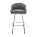 Everly Quinn Hillmont Swivel Extra Tall Stool Leather/Metal/Faux leather in Gray | 38.5 H x 20 W x 20 D in | Wayfair