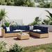 Latitude Run® Corrinn 7 Piece Sectional Seating Group w/ Cushions, Rattan in Blue | Outdoor Furniture | Wayfair A45B17C7A95E46B0B5955CD1248C914D