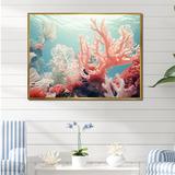 Highland Dunes Colourful Coral Reef Heaven III Framed On Canvas Print Metal in Blue/Pink | 30 H x 40 W x 1.5 D in | Wayfair