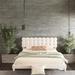 Red Barrel Studio® Floraine Scalloped Bed Upholstered/Velvet, Wood in White | 36.6 H x 66.1 W x 85.8 D in | Wayfair