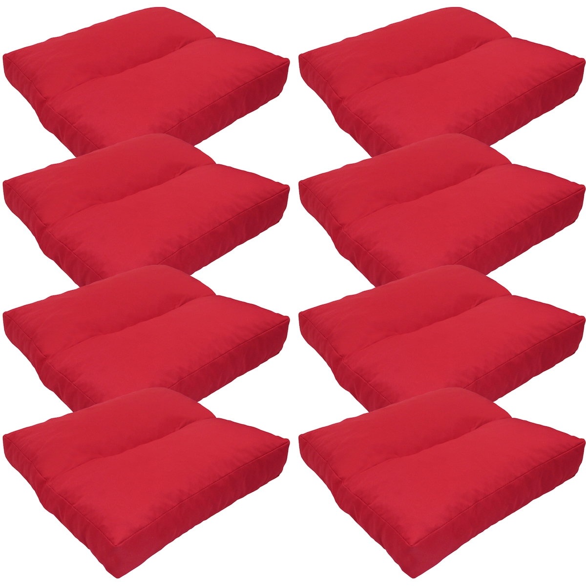 NYVI Loungekissen SunLounge Outdoor 50x50 cm Rot 8er Set - Wasserabweisend, Schmutzabweisend, Bequem, für Stühle, Bänke, Boden Image