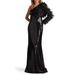 Sequin Appliqué One-shoulder Single Long Sleeve Gown - Black - SHO by Tadashi Shoji Dresses