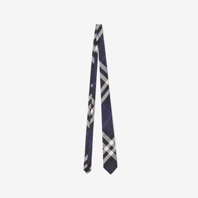 Manson Check-print Silk Tie - Blue - Burberry Ties