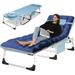 Slsy Folding Camping Cot Bed with 2 Sided Cushion & Pillow Oversized Face Down Tanning Chair with Face Arm Hole Adjustable 5-Position Folding Lounge Chair Folding Beach Chair