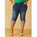 Plus Size Cuffed Stretch Denim Capris