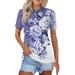 Ydkzymd Womens Polo Shirts Short Sleeve Collared 3 Buttons Cotton Shirts Tie Dye Floral Flower Short Sleeve Button Down Breathable 2024 Casual Golf Shirts Summer Work Tee Tops Purple XL