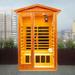 Xmatch Outdoor Sauna 2-Person Size Far Infrared Mahogany Wooden Saunas Room with 1750W 9 Low EMF Heaters 10 Minutes Pre-Warm up