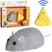 Mini Remote Control Rat Fake Mouse Prank Toy with Cheese Controller Realistic Stuffed Animal Plush Mouse Interactive Cat Toys Halloween Trick Spooky Funny Toy for Cats Dogs Kids (Grey)