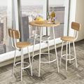 3-Piece Bar Table Set for 2 2-Tier Round Bistro Dining Table Set White&Oak